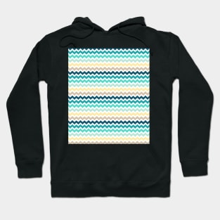 Blue Yellow Teal Beige Chevron Hoodie